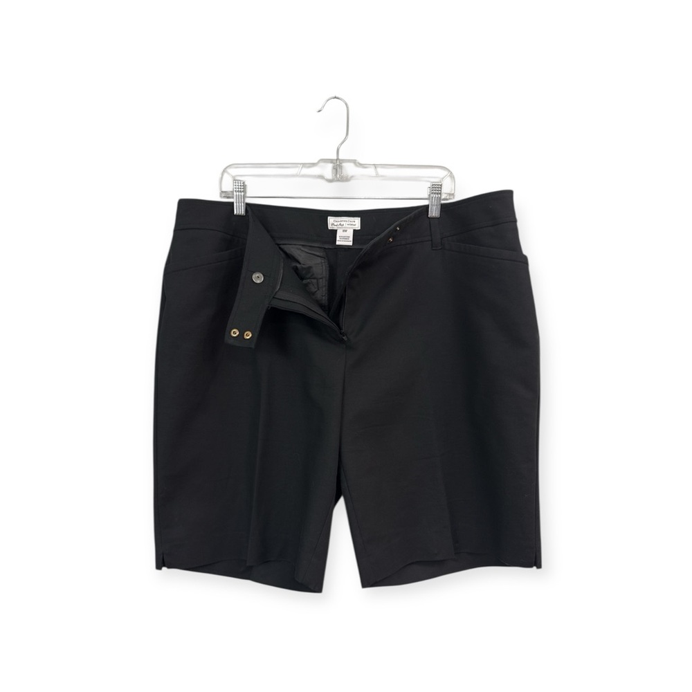 Charter Club 18W Bermuda Chino Shorts Solid Black Cotton Stretch Pockets - Picture 3 of 4